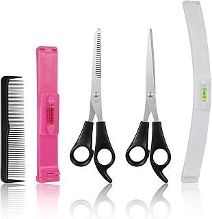 Pinenuts 5 PCS Home Hair Cutting Tool Home Trimmer Styling Kits for Layers Bangs Trims Split Ends Professional Shears Hair Cutting Scissor
