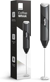 Keplin Handheld Milk Frother - Stainless Steel Electric Whisk - Portable Battery-Operated Coffee Frother for Lattes, Matcha, Protein Shakes - Ergonomic, Compact, Easy to Clean (Battery Not Included)