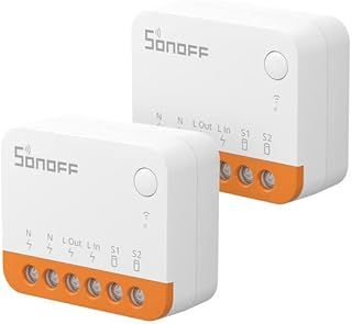 SONOFF Smart Switch, MINIR4 Wi-Fi Smart Switch, 10A 2400W, Zero and Fire Wires, Works With Amazon Alexa And Google Home Assistant (2 PCS)