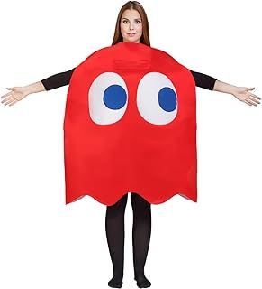 Funidelia | Pac-Man Ghost Costume - Pac-Man OFFICIAL for men & women Video Games, 80s, Arcade - Red - Costumes for adults fancy dress & props for Halloween, carnival & parties