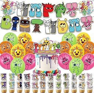 Game Sprunki Birthday Party Decorations Supplies, Banner Sprunki Balloons Cake Topper, Cupcake Toppers Cake Decorations