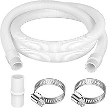 Twoonto 1M Universal Washing Machine Drain Hose Extension Set - White With Connector and Clamps for Dishwashers