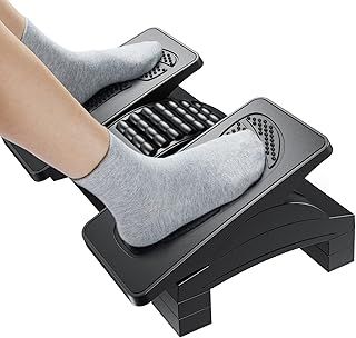 HUANUO Foot Rest Under Desk, Adjustable Ergonomic Under Desk Foot Rest at Work or Gaming with Massage Texture and Roller, 20 Degree Tilt or Lock Angle Adjustment, Foot Stool for Office, Home