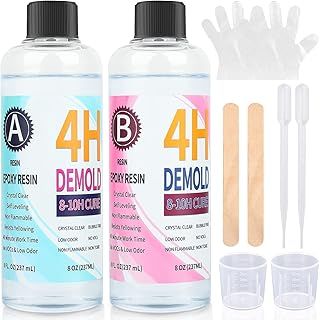 IModeur 16oz Crystal Clear Epoxy Resin Kit, Art Resin, No Yellowing No Bubble UV Resistant Resin Kits for Beginners, 8oz Resin and 8oz Hardener for Jewelry, Art Crafts, Casting