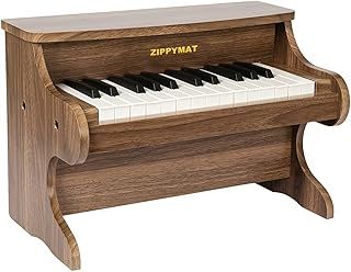 ZIPPY MAT Kids Piano Keyboard, 25 Keys Digital Piano for Kids, Mini Music Educational Instrument Toy, Wood Piano for Toddlers Girls Boys (Walnut)