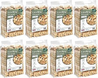 Pelle & Sol Kindling Wood 8 Pack x 2.4 Kg (19.2 Kg Total) – Kiln Dried Fire Wood, Smokeless Fire Logs, Instant Light, Long-Burning Heat Logs for Wood Burner, Firewood Logs, BBQ & Pizza Oven