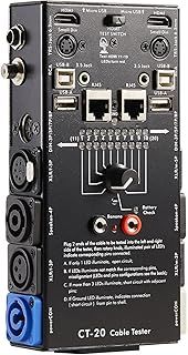 MFL. 15-Plug Audio Cable Tester Line Finder Black 15-in-1 Cables Checker 10-Way Switch Wire Tracker with LED Indicators, Rectangular
