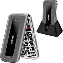 artfone F30 4G Unlocked Basic Mobile Phone for Seniors丨Flip Phone丨SIM Free Big Button Senior Mobile Phone丨2.4" Display丨 SOS Button丨Speed Dial丨Charging Dock丨FM丨Torch丨1300mAh Battery - Silver Grey