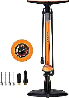 GOBKO Bike Pump Bicycle Floor Pump with Gauge, Bicycle Pumps with Presta and Schrader tire Pump multifunctional Air Pump for Road Bike MTB Sports Balls Pump High Pressure 160Psi &11Bar