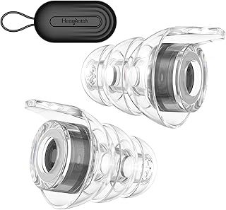 Hearprotek ear plugs for concerts, high fidelity silicone ear plugs noise reduction Hearing protection noise reducing for concerts,festival,musicians, motorcycles,rave-S Size 1Pair,Black