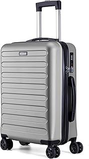 FLIEE Cabin Suitcase Hard Shell | 55x40x20cm Cabin Luggage | Lightweight Suitcase | Aluminum Telescopic Handle | TSA 3 Digit Combination Lock | 4 Dual Spinner Wheels (Grey, Cabin 20'')