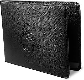 Disabled Badge and Timer Holder, PU Leather Blue Badge Wallet Protector Disabled Parking Permit Cover Hologram-Safe (Black Holder)