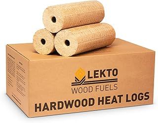 Lekto Woodfuels Hardwood Heat Logs - 4 x 20 kg (40 Logs), Fire Logs for Wood Burners, Log Stoves, Ovens, Fire Pits or Fireplace | Less than 9% Moisture | Easy to Light with Reduced Ash | Eco Friendly