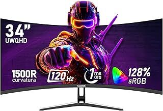 34 Inch Ultrawide Curved Gaming Monitor, 1500R PC Screen 165hz WQHD 3440x1440p Monitor, Curved Computer Display with FreeSync & Eye-Care Technology, DP, HDMI