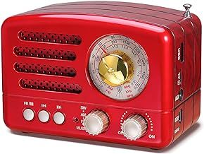 PRUNUS J-160 Portable Radio Retro, SW AM FM Radio Small with Bluetooth Speaker, Transistor radio Battery Operated,upgrade 1800mAh Rechargeable Battery,Supports TF Card/USB MP3 Player (Red)