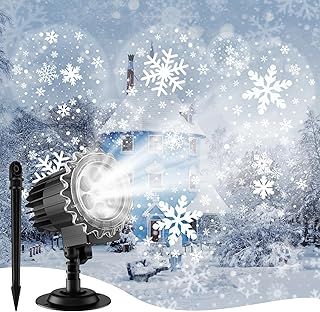 FANTICDE Christmas Projector Lights Outdoor, LED Snowflake Projector Lights, Christmas Decorations Indoor Outdoor, HD Waterproof Projection Lights for Xmas Decorations Christmas
