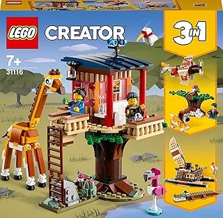 LEGO 31116 Creator 3 in 1 Safari Wildlife Tree House, Catamaran, Biplane Toy, Building Set with Boat, Plane and Toy Lion for Girls and Boys