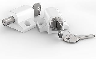 2 Pack Sliding Patio Lock, ROFMAPLE Sliding Door Lock, Patio Security Door Lock & Window Locks with Keys for UPVC Windows & Doors Home Office Classroom (White)