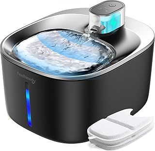 Cat Water Fountain Battery Operated, 4L/135 fl oz Pet Water Fountain with Sensor, Built-in 4000mAh Lithium Battery Powered, with 2 Filters and Wireless Pump for Cats and Dogs (YPD-C004P)