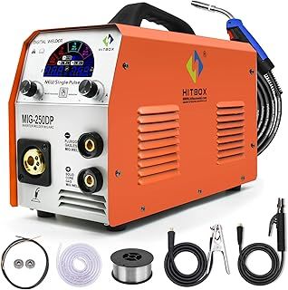 HITBOX Single Pulse Aluminium MIG Welder, 250Amp Large Colour Screen Portable Multi-Process MIG Welding Machine, 6 in 1 Digital Solid Flux Gas Gasless MIG MAG ARC Lift TIG Inverter Welder(MIG250DP)