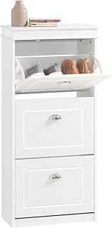 SoBuy 3 Flip-drawers Shoe Cabinet Shoe Storage Cupboard Organizer White W53 x D24 x H117cm FSR94-W