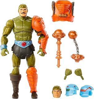 Masters of the Universe Masterverse New Eternia Man-At-Arms Action Figure, 30 Articulations, Swappable Head, Hands & Mace, MOTU Toy, HYC48