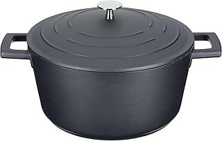 MasterClass Casserole Dish With Lid, Medium 4L/24 cm, Lightweight Cast Aluminium, Induction Hob And Oven Safe, Black