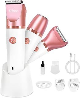 Ufree Lady Shavers for Women Pubic Hair, Bikini Trimmer Women Wet & Dry Use Groomer, Womens Electric Shavers Razors IPX7 Waterproof, Face Legs and Underarm Hair Shaver Cordless, Birthday Gifts, Gold