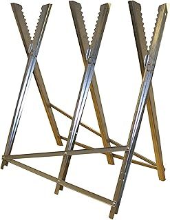 Saw Horse Sawhorse Heavy Duty Metal Steel Foldable Adjustable Chainsaw Cutting Log Wood Stand Trestle Workmate Logging Sawing Forestry Workshop