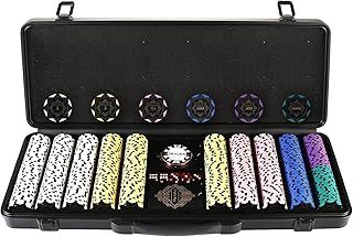 display4top Clay Poker Chips Set for Texas Holdem,Poker Chips with Denominations,Features a high-end Carrying case with Leather Interior Design and German Polycarbonate Shell (500pcs-17.4g)