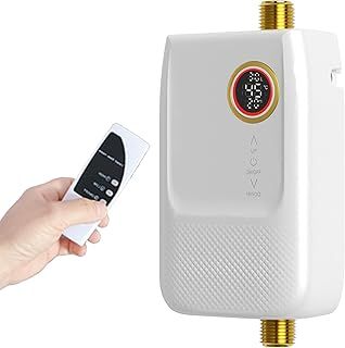 5500W Instant Tankless Electric Water Heater with Remote Control, 220V, 25A - Fast 3-4s Heating, Mini Under Sink Water Heater with LED Screen for Kitchen & Bathroom,IPX4 Waterproof & Safety Protection