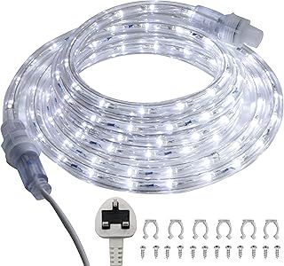 FOEERS LED Rope Lights,3m/10FT Outdoor Tube String Lights with Plug in,Waterproof Fairy Lights with Connector for Indoor,Bedroom,Stair,Patio,Christmas Decoration(Cool White)