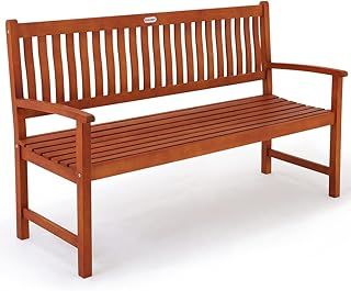 Deuba® 3 Seater Wooden Garden Bench | FSC® Certified Eucalyptus Wood | Indoor & Outdoor | Solid Garden Furniture Park Bench Hardwood | 350kg Load Capacity