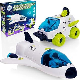 Space Shuttle & Rover Car Set - Space Rocket Toys For Children - Space Toys For 3, 4, 5 Year Olds - Outer Space Toys For Kids - With 2 x Astronauts & Batteries Included (88920)
