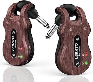 5.8GHz Guitar Wireless System, Electric Guitar Transmitter Receiver,Rechargeable Digital Bass Jack Lead Cordless Instrument Cable with Strong Anti-Interference Ability for Guitars,Bass (Brown)