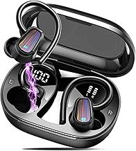 OYIB Wireless Earbuds Sport, Mini Bluetooth 5.4 Headphones with 4 ENC Mic, 50H Playtime Wireless Headphones with Earhooks, LED Display, IP7 Waterproof Earphones for Running/Gym, Deep Black