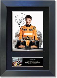 Lando Norris F1 Signed Reproduction Autograph Mounted Photo Print A4 Black Frame #867