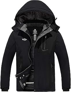 Wantdo Men's Hooded Winter Coat Windproof Snowboarding Jacket Mountain Ski Windbreaker Waterproof Hiking Jacket