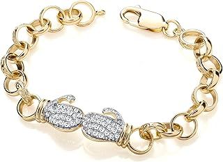 Old English Jewellers 9ct Yellow Gold on Silver Boxing Glove Belcher Bracelet - Baby/Children's - 6 inch
