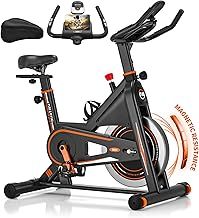DMASUN Exercise Bike Gym Workout, PLUS Magnetic Stationary Bike with Heavier Flywheel, Silent Fitness Bike 100% Adjustable Resistance, Comfortable Seat, Indoor Cycling Bike for Home Training Cardio