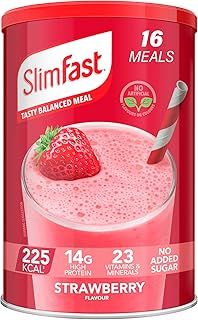 SlimFast Meal Replacement Shake Weight Loss & Balanced Diet, Vitamins and Minerals, Low Calorie, High Protein, Strawberry Flavour, 16 servings, 584 g, Packaging May Vary