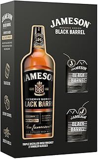 Jameson Bourbon Black Barrel Irish Whiskey Glasses Gift Set, 70 Cl (packaging may vary)