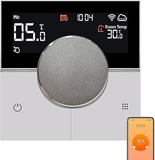 Smart Thermostat for Electric Underfloor Heating 16A, Digital WiFi Room Thermostat Compatible with Alexa Smart Life App, Programmable Thermostat with NTC Probe Sensor