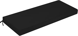 Outdoor Bench Cushion, Patio Waterproof Long Bench Cushion, Patio Garden Furniture 3 Seater Chair Cushion Pad, Porch Swing with Ties, Window Seat Sofa Replacement Cushion, Black