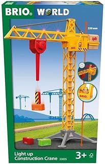 BRIO World Light Up Construction Crane for Kids Age 3 Years Up - Wooden Railway Train Accessories and Add Ons