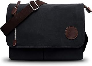 CHEREEKI Men's Canvas Shoulder Bag, Messenger Bag for Work, School, Travel (Suitable for 13.3 Inch Laptop)