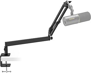 TONOR Microphone Boom Arm, Premium Low Profile Mic Arm Mic Stand for Gaming Podcasting Streaming Recording, Fully Adjustable 360° Rotatable 90° Foldable for HyperX Blue Yeti Rode Razer T20LP