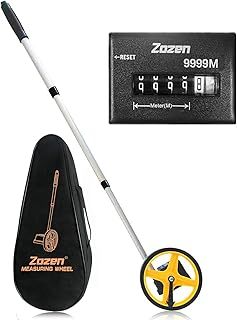 Metric Measuring Wheel in Meters, Zozen Meters Measure Wheel Metric, Meter Measurement Wheel [Up to 9,999m] Collapsible Wheel with Carrying Bag