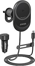 Anker MagSafe Wireless Car Charger Compatible, MagGo 15W Qi2 Charger, 360° Adjustable Angle and Strong Magnets, Car Phone Holder Mount, For iPhone 15/14 Series (Cable and USB C Car Charger Included)