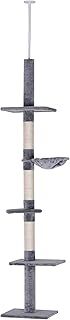 PawHut Floor to Ceiling Cat Tree for Indoor Cats 5-Tier Kitty Tower Grey